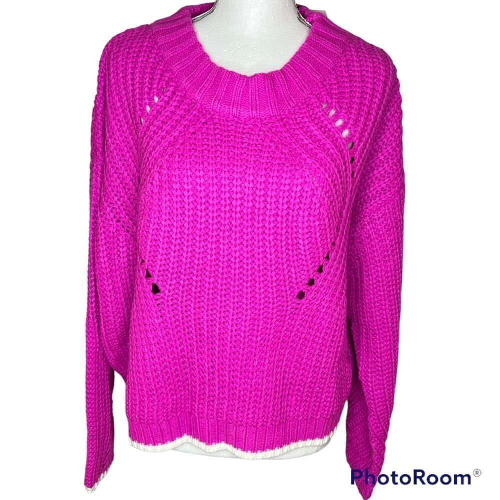 NEW! Revolve John & Jenn Loose Knit Crew Neckline Barbiecore Soft Girl Sz L